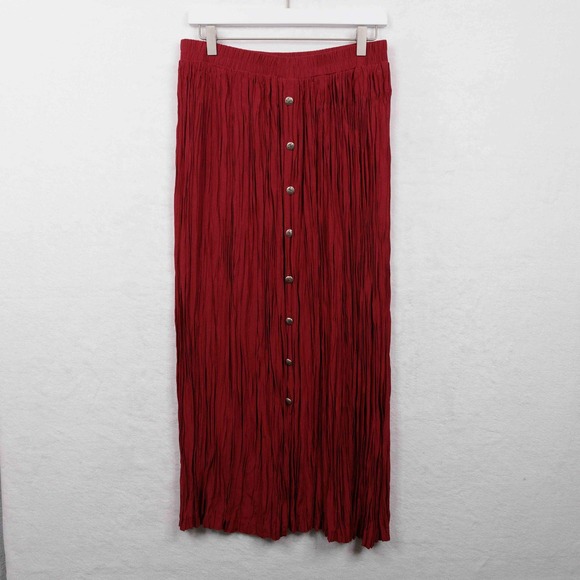 River Ridge Company Dresses & Skirts - RIVER RIDGE TRADING CO Broomstick Skirt Pleated Button Front Maxi USA Made Sz L